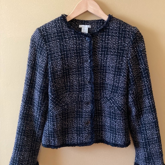 Redoute` women’s French style fitted wool tweed jacket with lace trim, size 6 - Picture 7 of 9